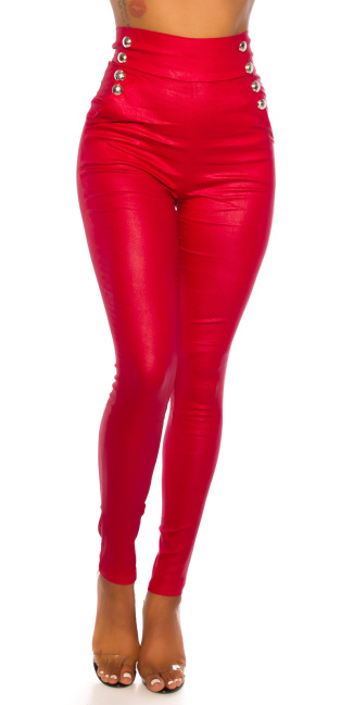 hoge taille broek met knopen rood